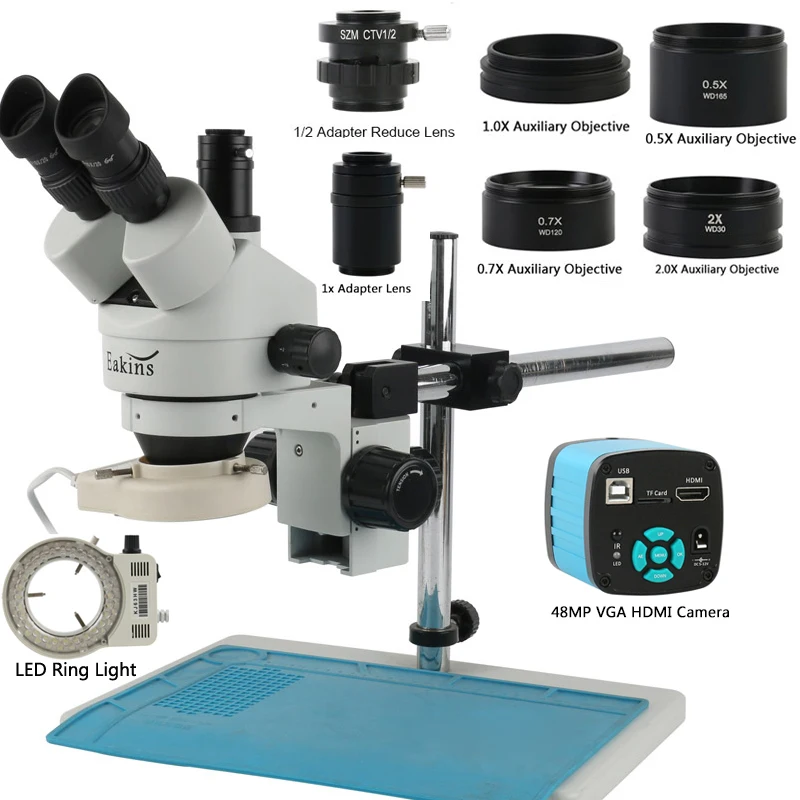 Stereo Trinocular Microscope Pcb - Cámara de montaje C de vídeo
