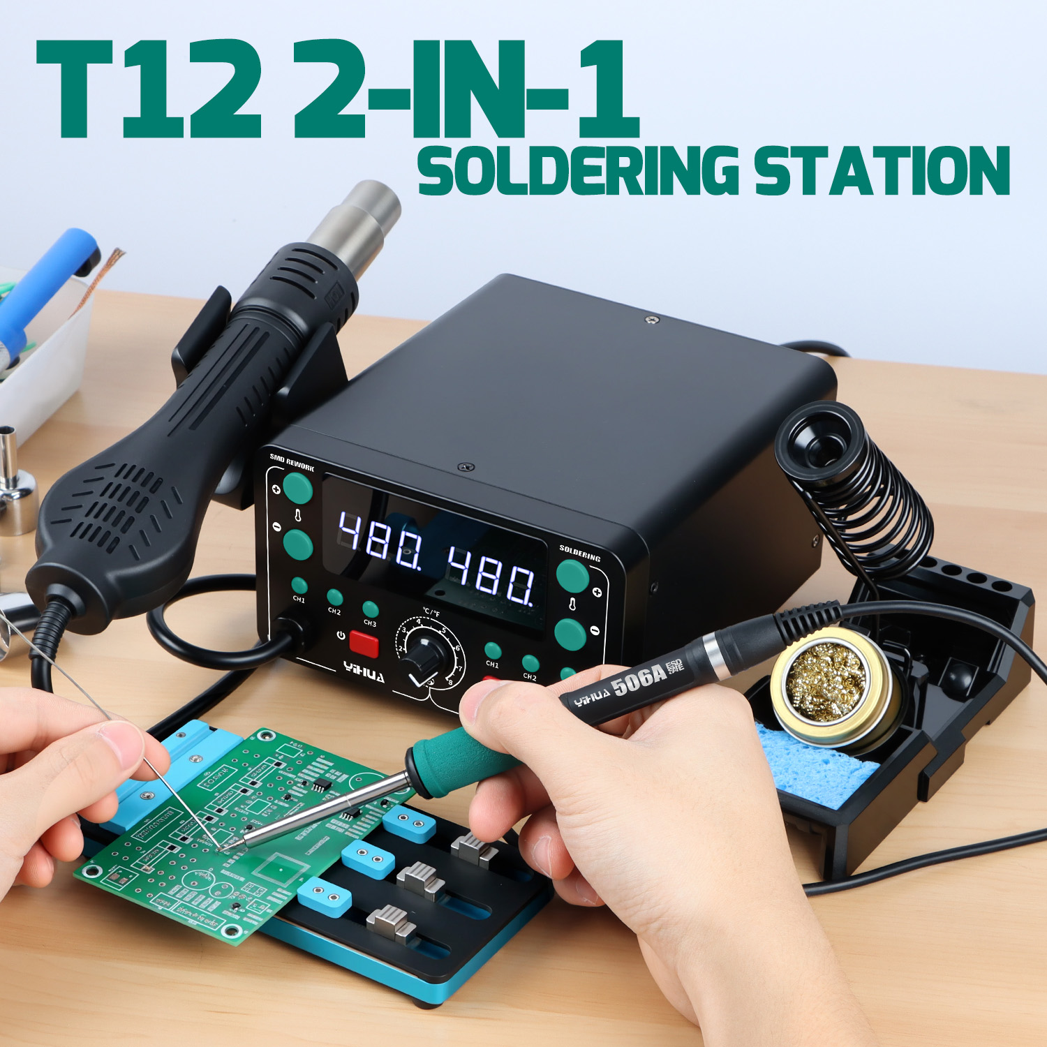 Estación de Soldadura 902D-IV  - Hot Air Rework Station T12 reseña y precio